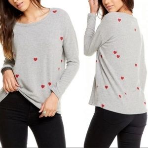 Chaser Tiny Heart Toss Sweater Size Small